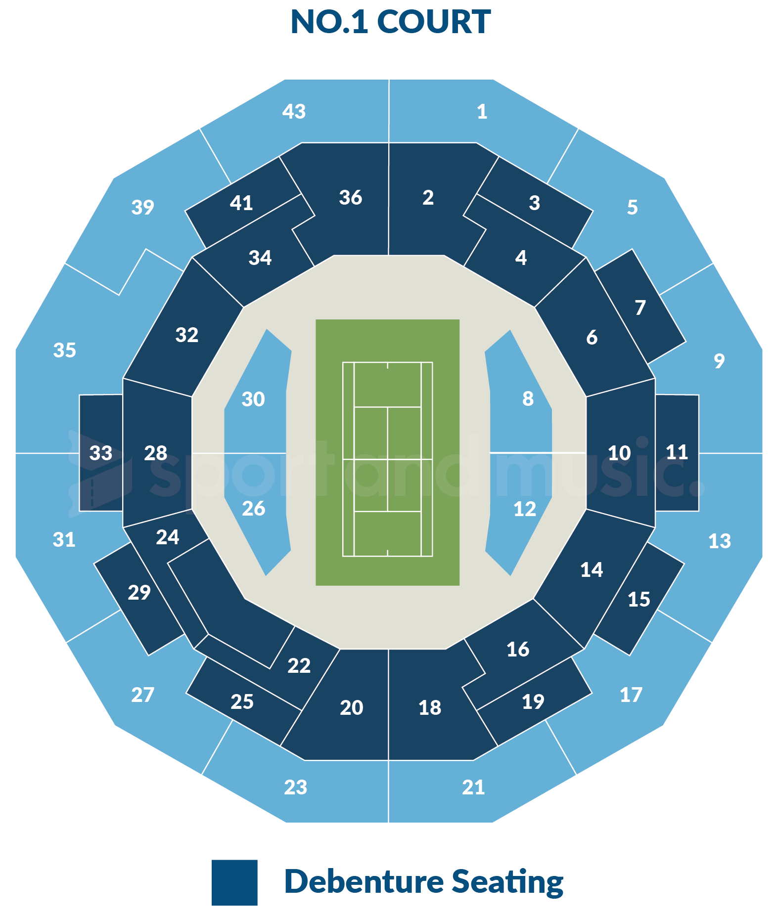 Wimbledon Number 1 Court Seating map