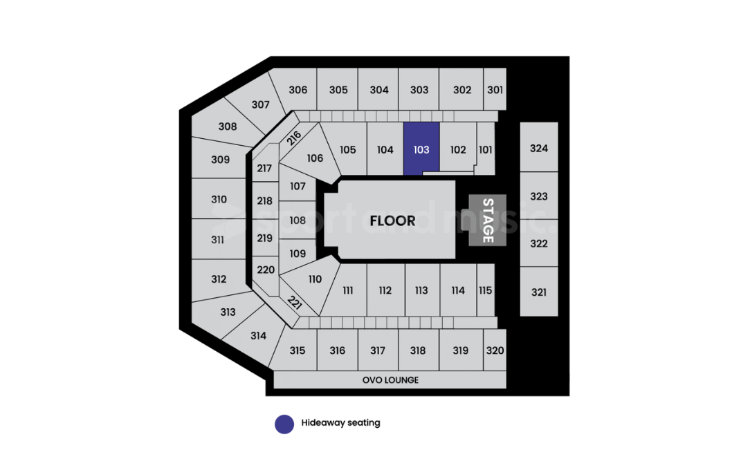 Co-op Live - Seating Map - Hideaway