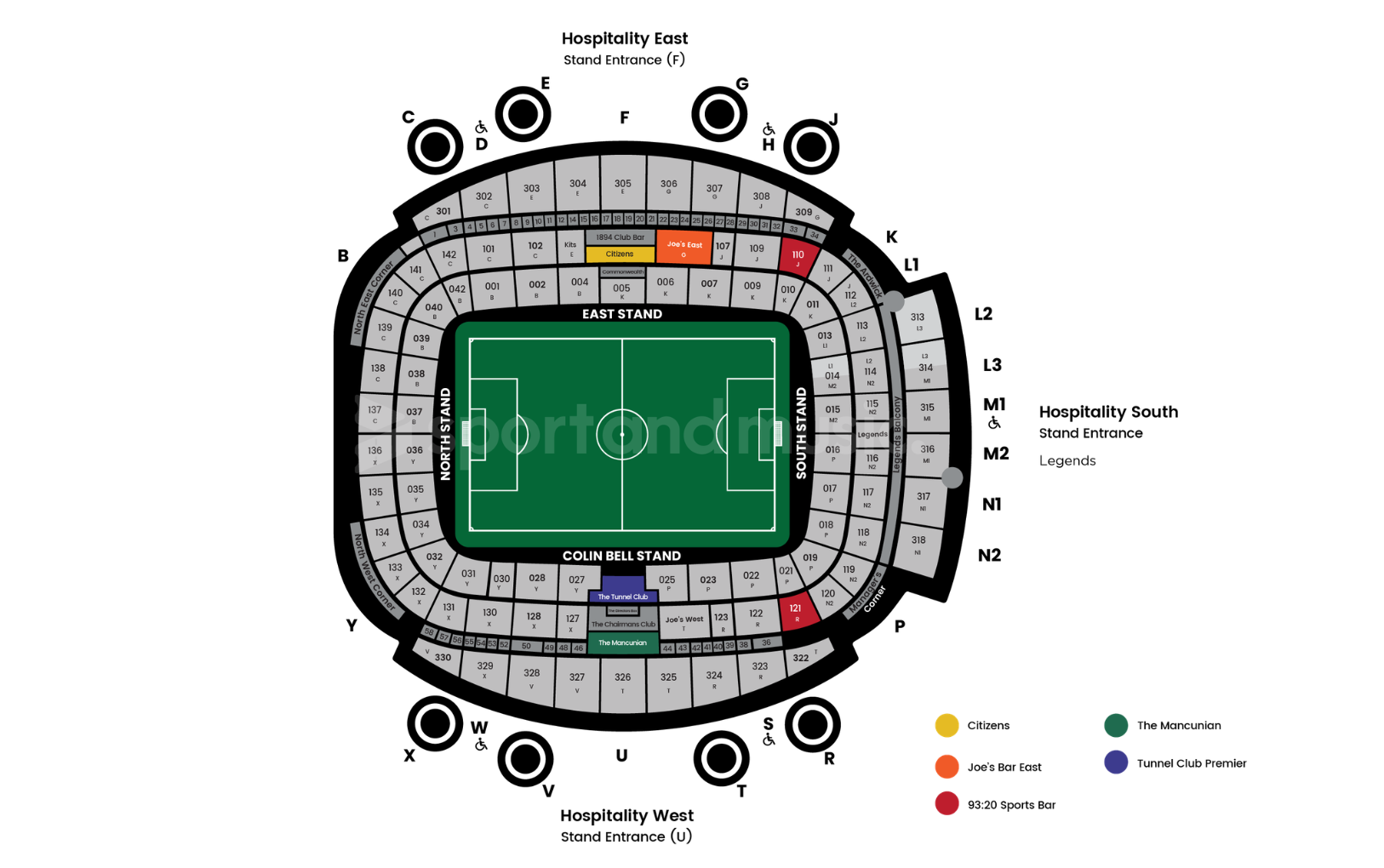 Etihad Stadium - Seating Map - Manchester City